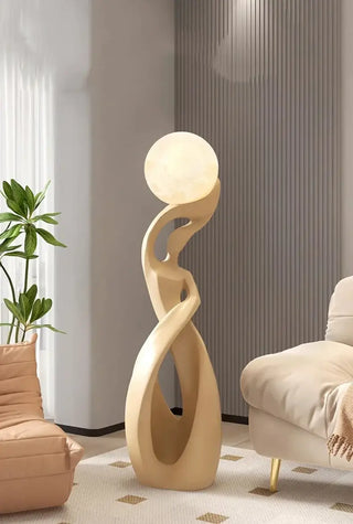 Lady of Globe Artistic Floor Lamp – Iron Body, Self-Contained Installation-Lamps