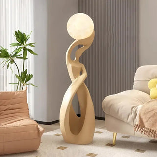 Lady of Globe Artistic Floor Lamp – Iron Body, Self-Contained Installation-Lamps