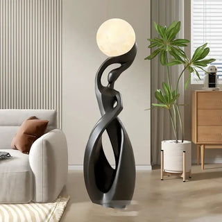 Lady of Globe Artistic Floor Lamp – Iron Body, Self-Contained Installation-Lamps