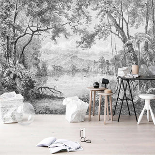 Lake View Sketch Wallpaper - Perfect Serene Atmosphere-Trees Wallpaper