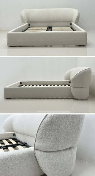 Lamb Fleece Curve Solid Wooden Bed Frame-Bed Frame