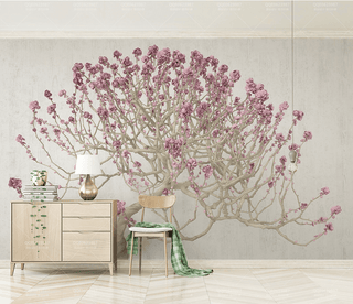 Large Pink 3D Tree Wallpaper Murals - Transform Your Walls-Trees Wallpaper