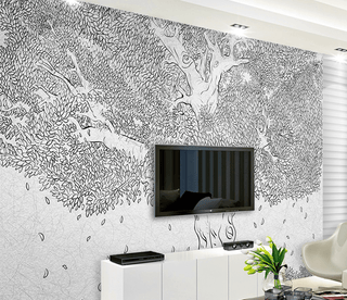Large Tree Sketch Wallpaper Murals - Transform Your Space-Trees Wallpaper