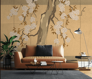 Large Tree Wallpaper Murals - Yellow Theme Tree Design-Trees Wallpaper