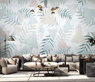 Leaf Wallpaper Murals - Geometric Pattern-Flower & Leaf Wallpaper