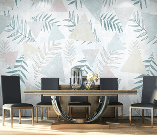 Leaf Wallpaper Murals - Geometric Pattern-Flower & Leaf Wallpaper