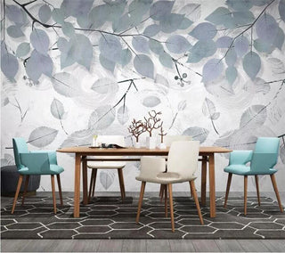 Leafy Elegance Minimalist Dining Room Wall Mural-Flower & Leaf Wallpaper