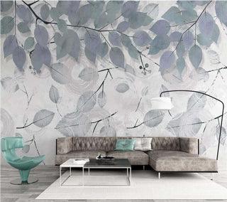 Leafy Elegance Minimalist Dining Room Wall Mural-Flower & Leaf Wallpaper