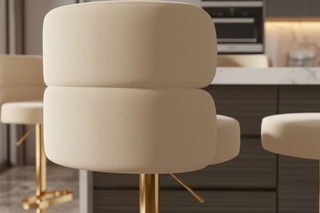 Leather Bar Chair Stool Gold Frame Swivel Chair