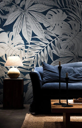 Leaves are Blue Wallpaper Mural-Flower & Leaf Wallpaper