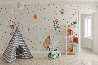 Lets Party Animals - Kids Room Wallpaper Mural --Kids Room Wallpaper