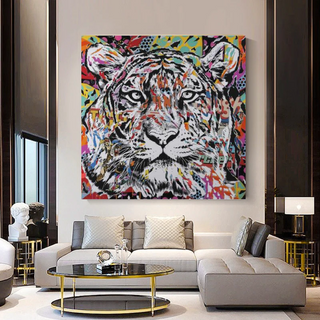 Lion Tiger Graffiti Canvas Wall Art-Wall Posters