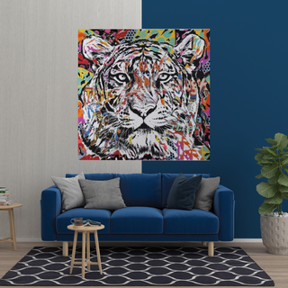 Lion Tiger Graffiti Canvas Wall Art-Wall Posters