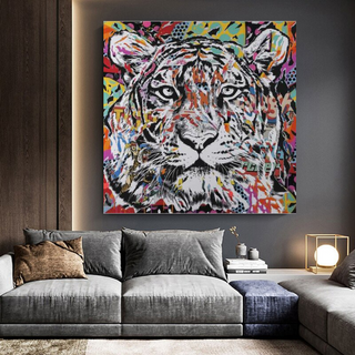 Lion Tiger Graffiti Canvas Wall Art-Wall Posters