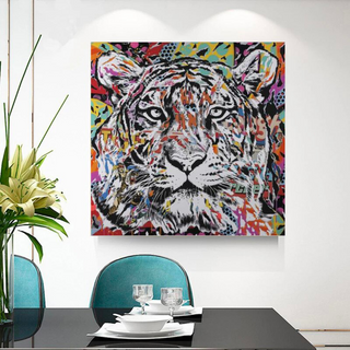 Lion Tiger Graffiti Canvas Wall Art-Wall Posters