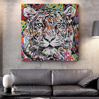 Lion Tiger Graffiti Canvas Wall Art-Wall Posters