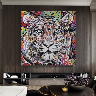 Lion Tiger Graffiti Canvas Wall Art-Wall Posters