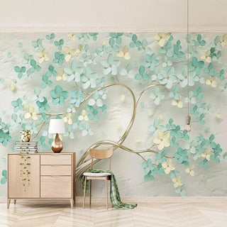 Liven Up Your Living Room with Flowers on Tree Wallpaper-Trees Wallpaper