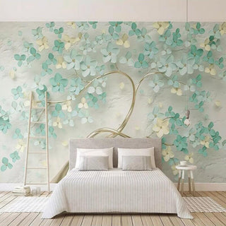 Liven Up Your Living Room with Flowers on Tree Wallpaper-Trees Wallpaper