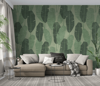 Long Green Leaves Pattern Wallpaper Murals-Flower & Leaf Wallpaper