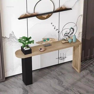 Long Narrow Solid Wood Console Table for Hallways-Console Tables