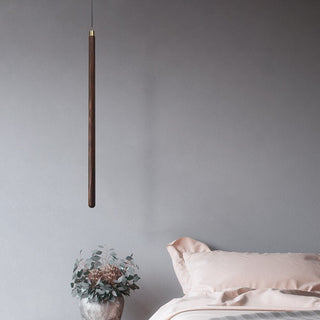 Long Strip Hanging Light - Walnut Pendant Light-Pendant Lights