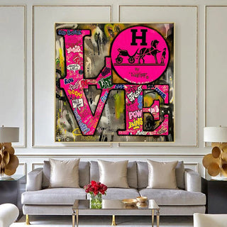 Love Graffiti Pink Hermes Wall Art-Wall Posters