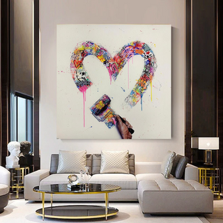 Love Heart Graffiti Canvas Wall Art-Wall Posters