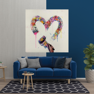 Love Heart Graffiti Canvas Wall Art-Wall Posters