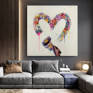 Love Heart Graffiti Canvas Wall Art-Wall Posters