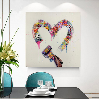 Love Heart Graffiti Canvas Wall Art-Wall Posters