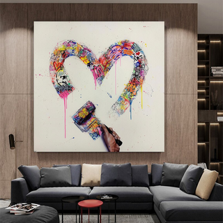 Love Heart Graffiti Canvas Wall Art-Wall Posters