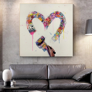 Love Heart Graffiti Canvas Wall Art-Wall Posters