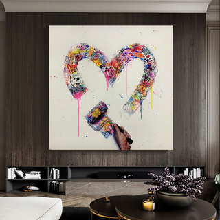 Love Heart Graffiti Canvas Wall Art-Wall Posters