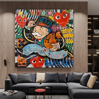 Love Heart Monopoly Making Money Canvas Wall Art-Wall Posters