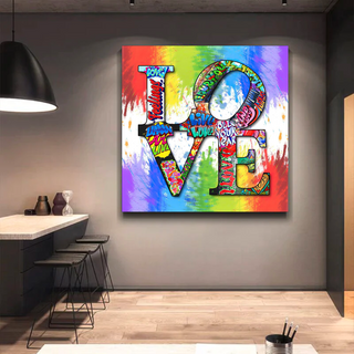 Love Rainbow Graffiti Canvas Wall Art-Wall Posters
