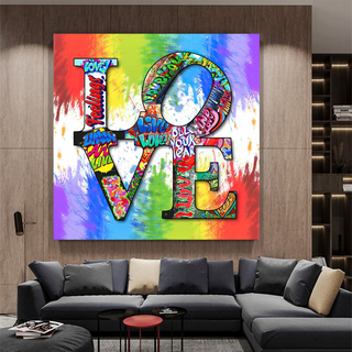 Love Rainbow Graffiti Canvas Wall Art-Wall Posters
