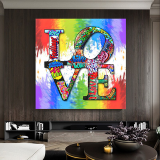 Love Rainbow Graffiti Canvas Wall Art-Wall Posters