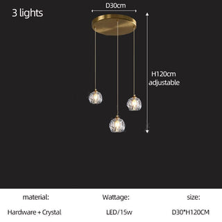 Luxury Crystal Globes Stair Chandelier – Elegant LED Pendant with Plated Finish-Staircase Chandeliers