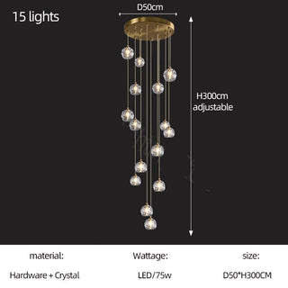 Luxury Crystal Globes Stair Chandelier – Elegant LED Pendant with Plated Finish-Staircase Chandeliers
