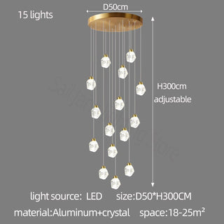 Luxury Crystal Staircase Chandelier with LED Lights-Staircase Chandeliers