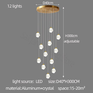 Luxury Crystal Staircase Chandelier with LED Lights-Staircase Chandeliers