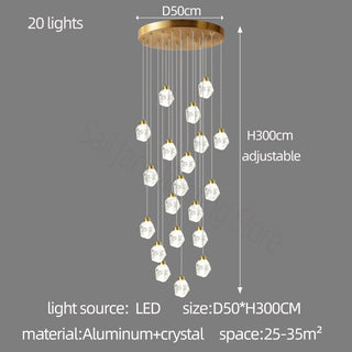 Luxury Crystal Staircase Chandelier with LED Lights-Staircase Chandeliers