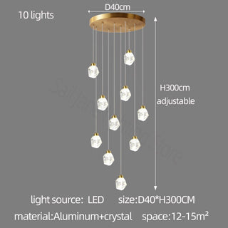 Luxury Crystal Staircase Chandelier with LED Lights-Staircase Chandeliers