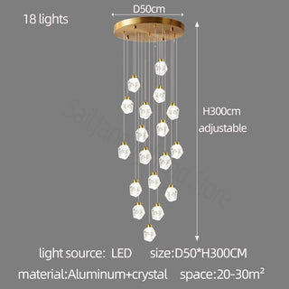 Luxury Crystal Staircase Chandelier with LED Lights-Staircase Chandeliers