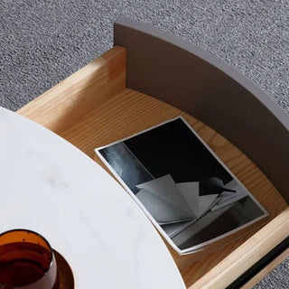 Marble Effect Solid Slab Round Coffee Table-Coffee Table