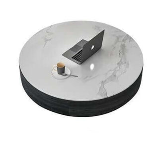 Marble Effect Solid Slab Round Coffee Table-Coffee Table