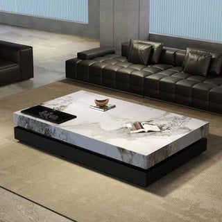 Marble Gloss Rectangular Coffee Table-Coffee Table