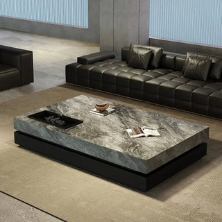Marble Gloss Rectangular Coffee Table-Coffee Table