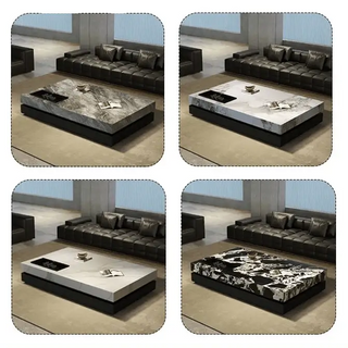 Marble Gloss Rectangular Coffee Table-Coffee Table